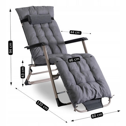 Elite EDISON Garden Recliner Grey - Adjustable Lounger with Footrest