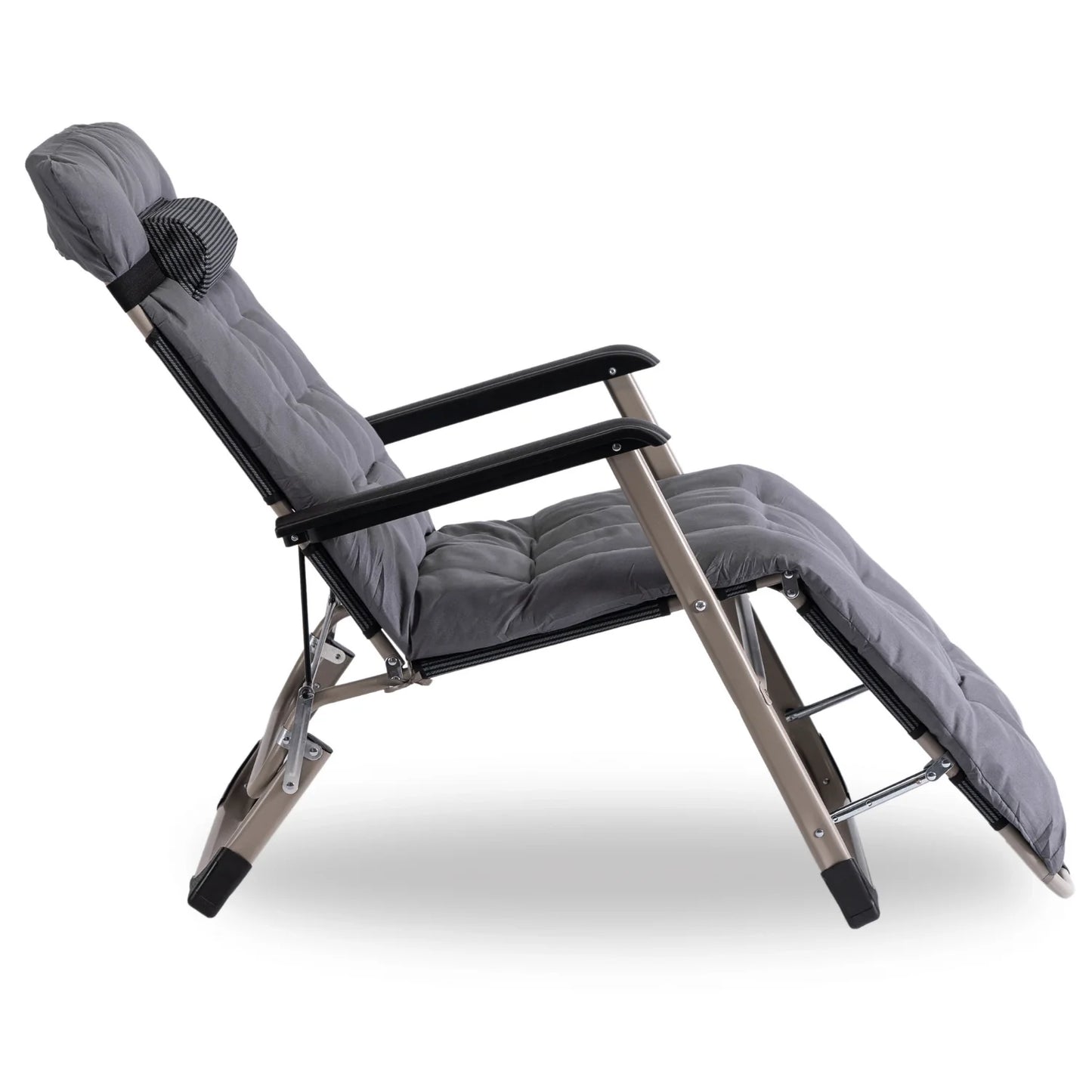 Elite EDISON Garden Recliner Grey - Adjustable Lounger with Footrest