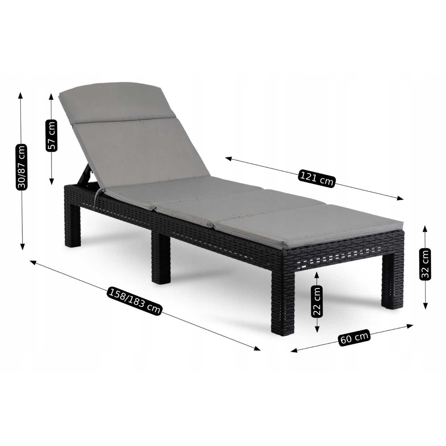 Elite LUIZJANA Outdoor Recliner – Black Technorattan