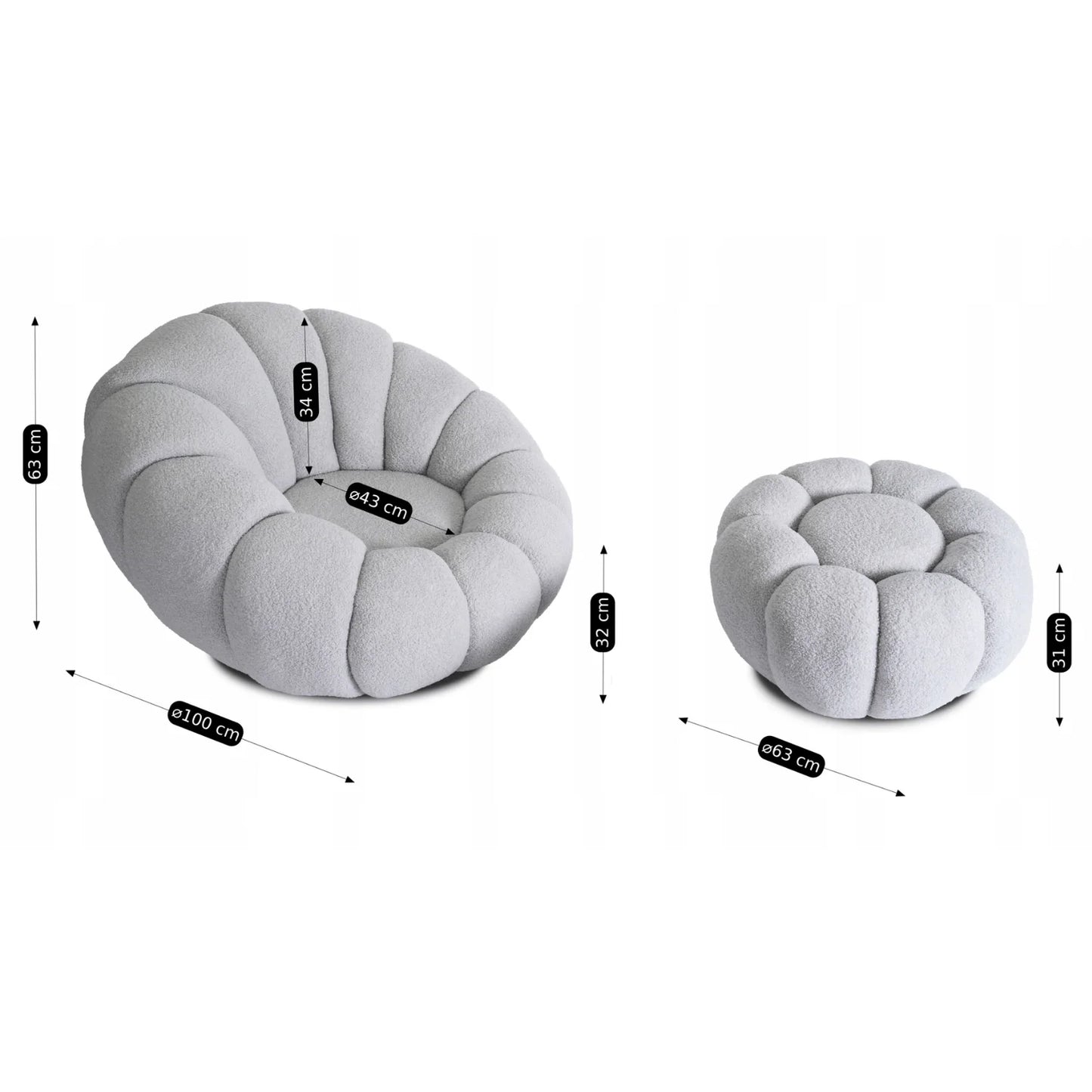 Elite PETTIT Gray Armchair Set