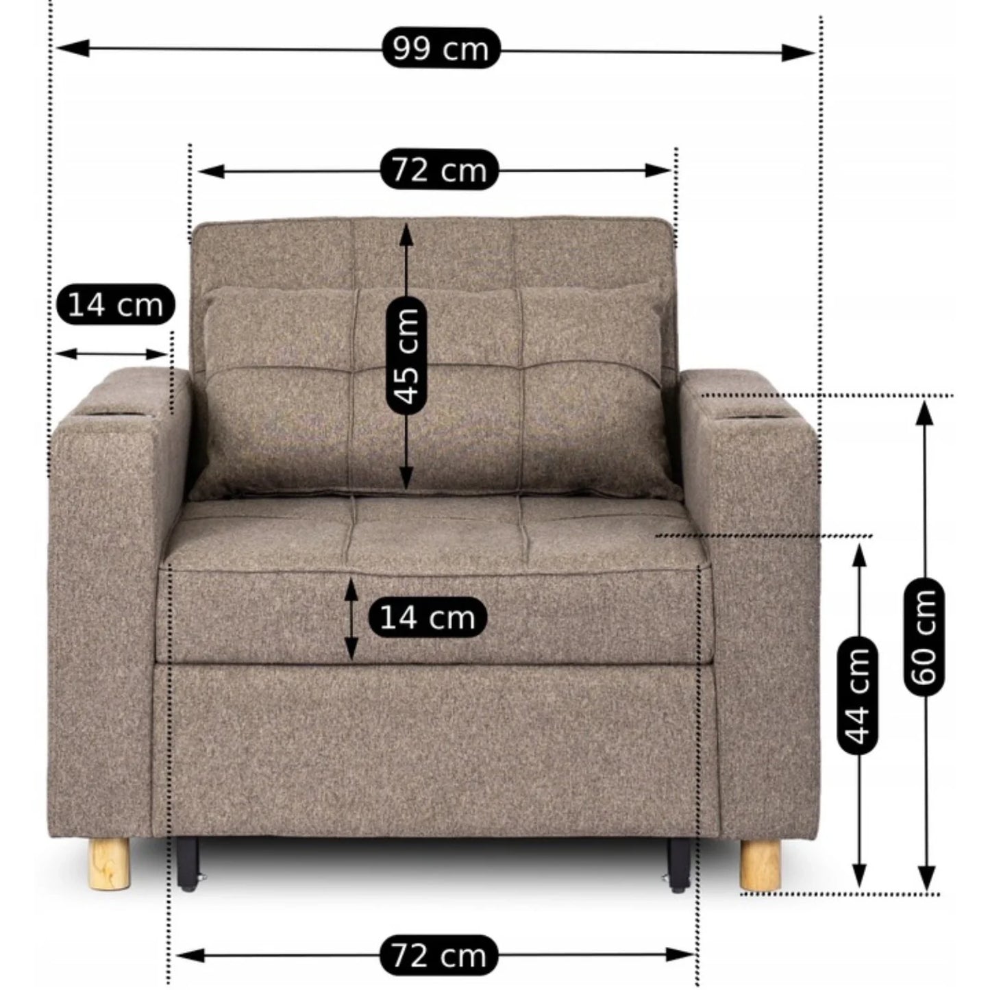 Elite SOLOR Beige Armchair Bed