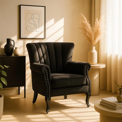 Elite MALLO Black Velvet Armchair