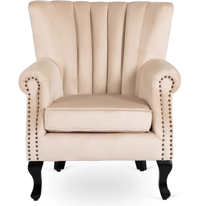 Elite MALLO Beige Velvet Armchair