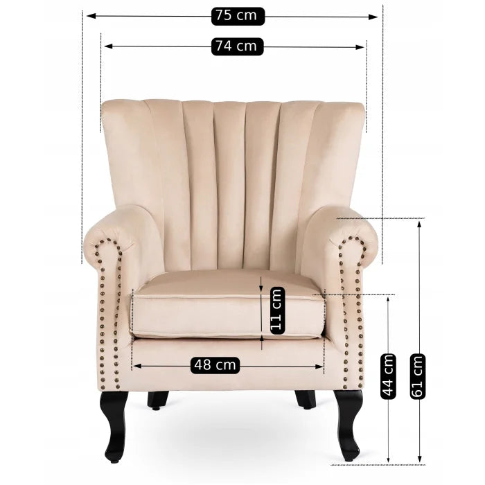 Elite MALLO Beige Velvet Armchair