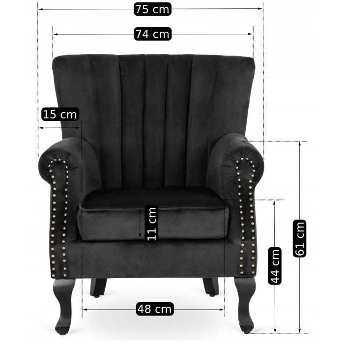 Elite MALLO Black Velvet Armchair