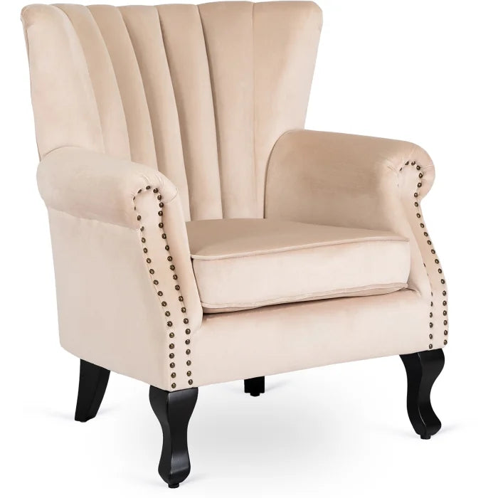 Elite MALLO Beige Velvet Armchair