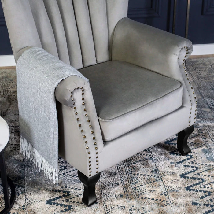Elite MALLO Grey Velvet Armchair