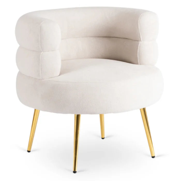 Elite PRESTON Lounge Armchair for Living Room- Cream/Gold Modern