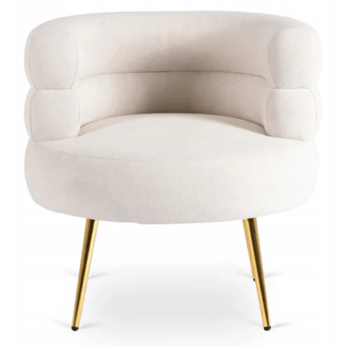Elite PRESTON Lounge Armchair for Living Room- Cream/Gold Modern