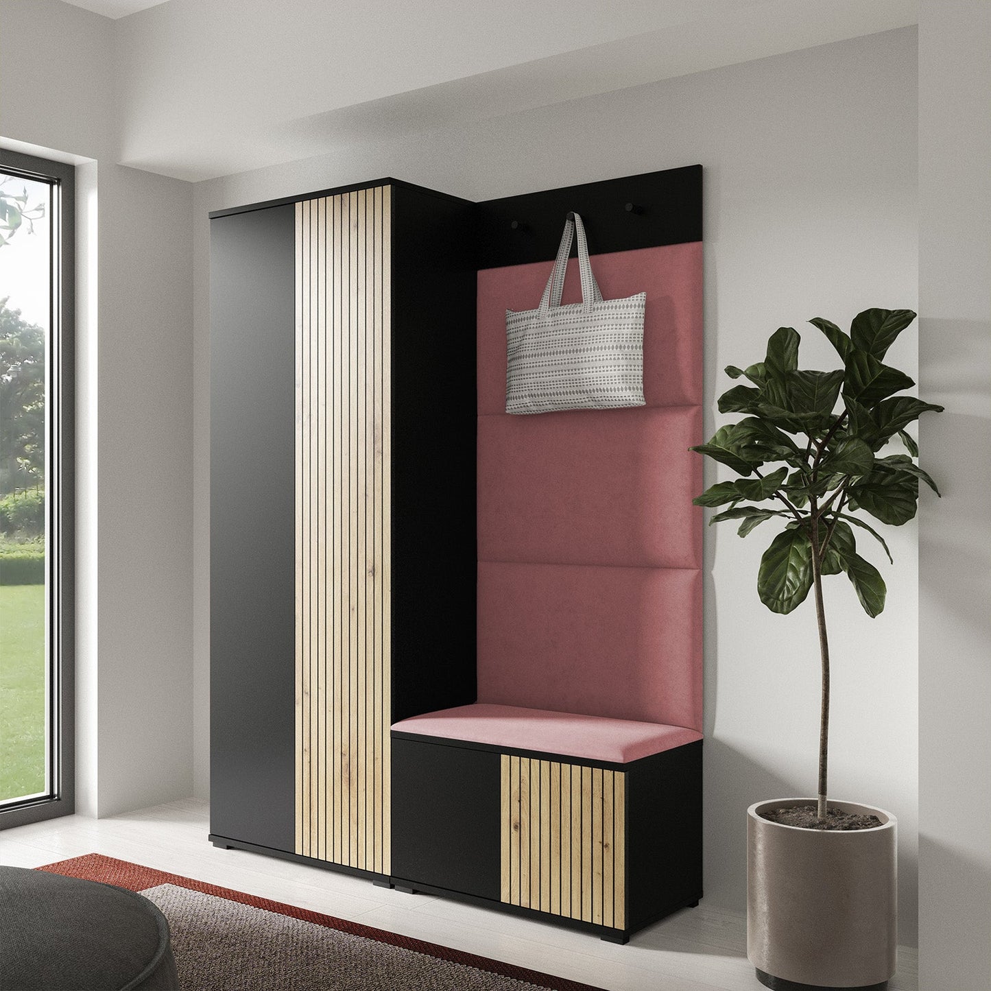 PK Ross 1 Hallway Set –  Upholstered Panels in Various Colours
