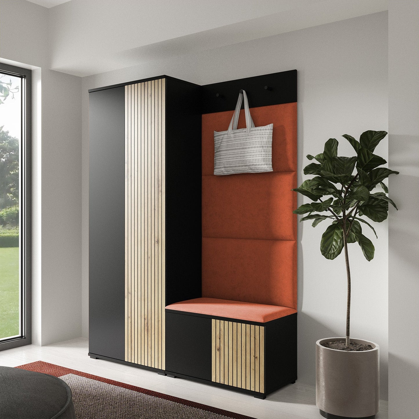 PK Ross 1 Hallway Set –  Upholstered Panels in Various Colours