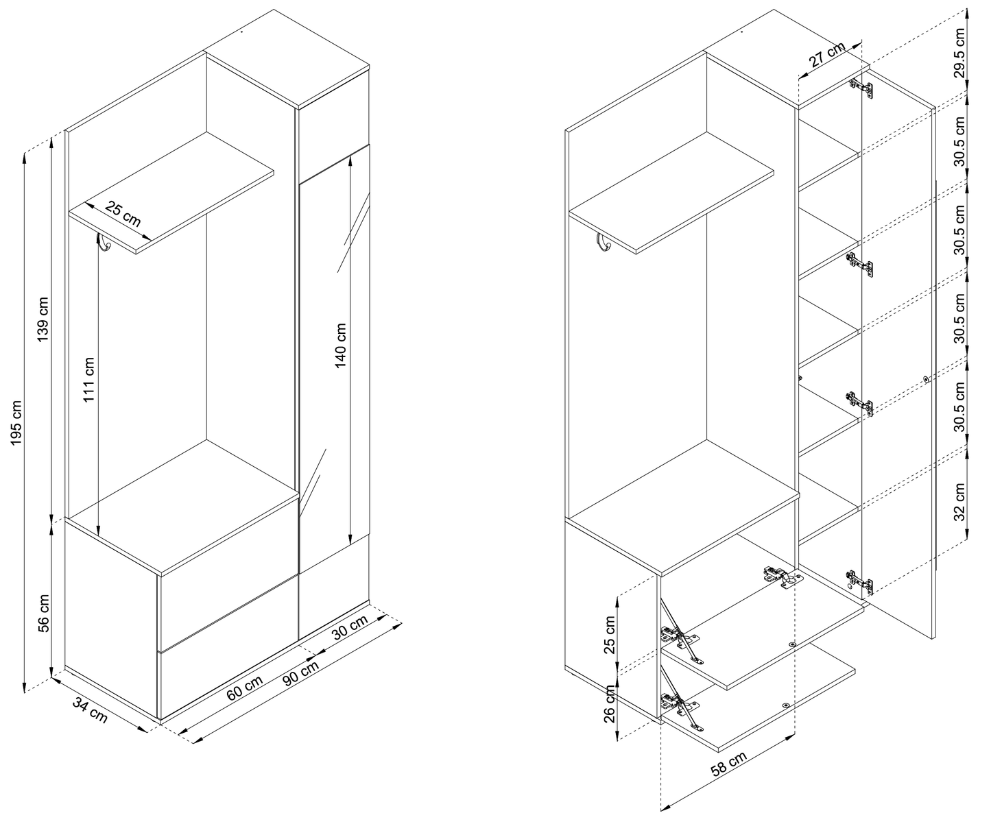 GREEN White Hallway Wardrobe