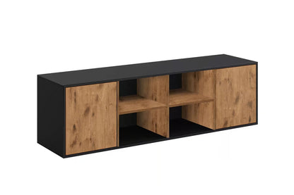 Customizable Murphy Bed BASIC Horizontal  Furniture Set Black and Lancelot Oak 90, 120, 140 x 200 cm