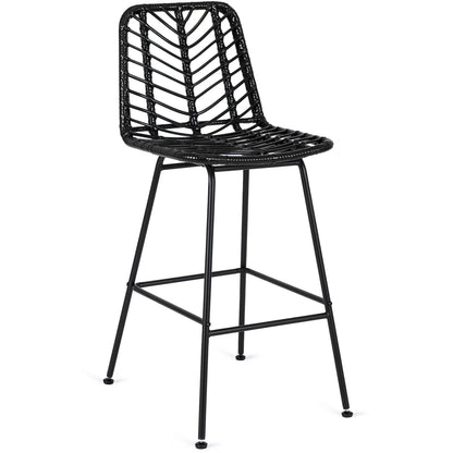 Elite JERRY Black Rattan Garden Bar Stool – Stylish & Durable