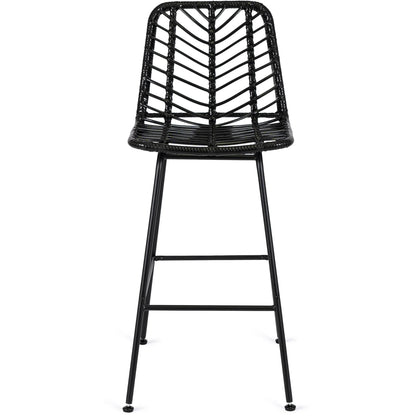 Elite JERRY Black Rattan Garden Bar Stool – Stylish & Durable