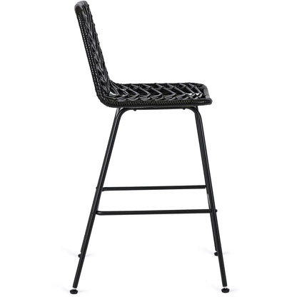 Elite JERRY Black Rattan Garden Bar Stool – Stylish & Durable