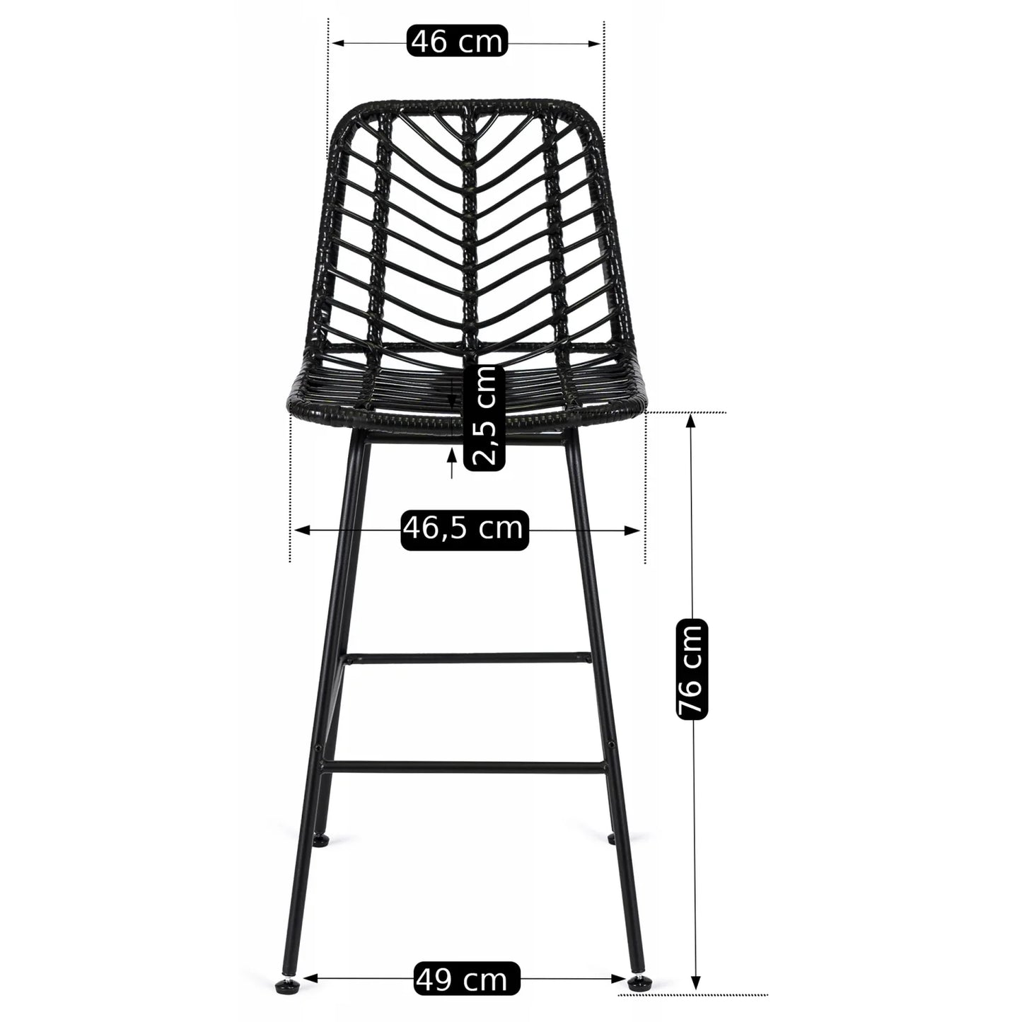 Elite JERRY Black Rattan Garden Bar Stool – Stylish & Durable