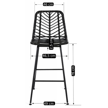 Elite JERRY Black Rattan Garden Bar Stool – Stylish & Durable