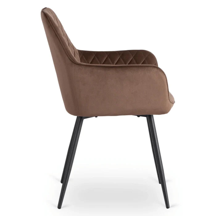 Elite BRESSO Upholstered Dining Chair – Brown Velvet Modern