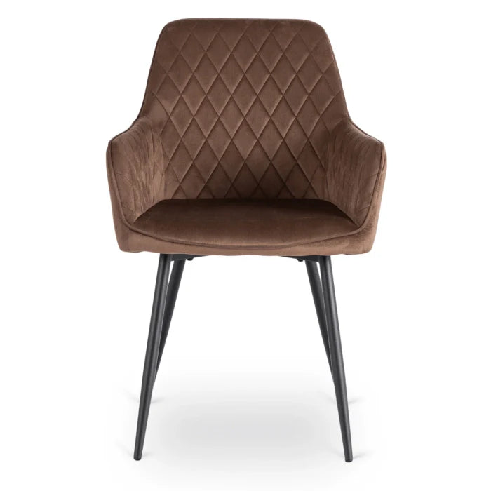 Elite BRESSO Upholstered Dining Chair – Brown Velvet Modern