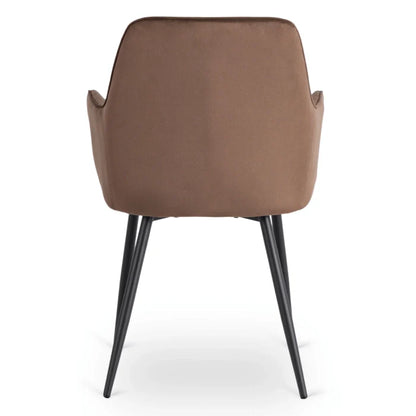 Elite BRESSO Upholstered Dining Chair – Brown Velvet Modern