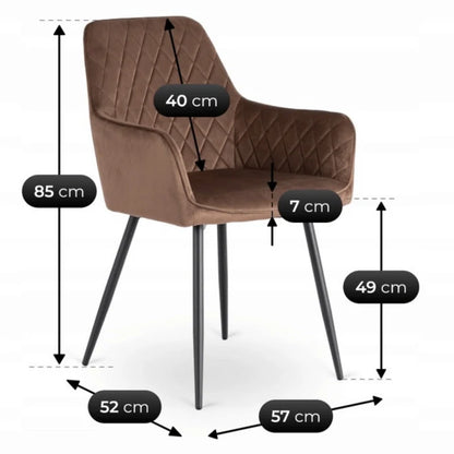 Elite BRESSO Upholstered Dining Chair – Brown Velvet Modern