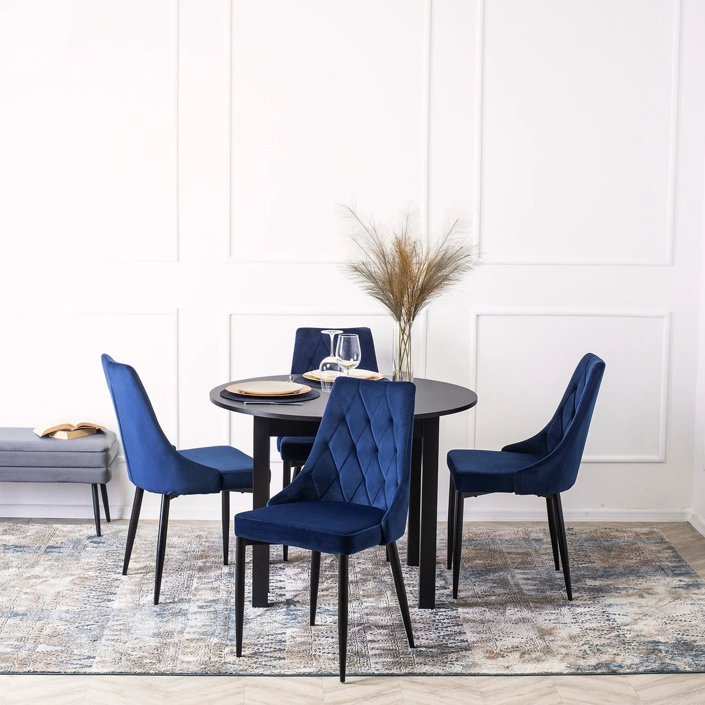 Elite CORK Navy Blue Velvet Chair – A Statement of Elegance & Comfort