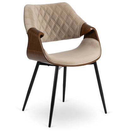 Elite DAKOTA Beige/Walnut Velour Chair – A Fusion of Elegance and Comfort