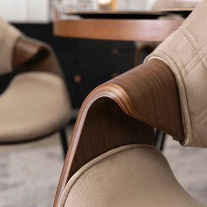 Elite DAKOTA Beige/Walnut Velour Chair – A Fusion of Elegance and Comfort