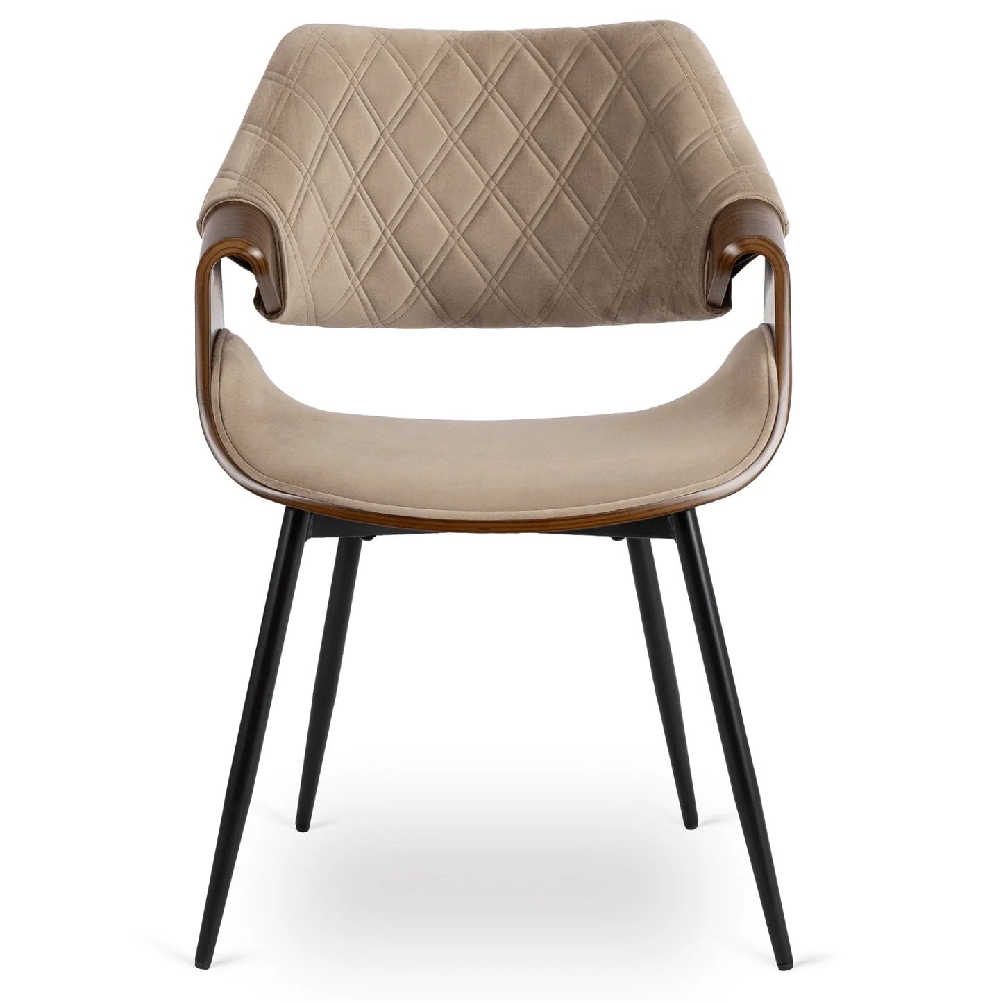 Elite DAKOTA Beige/Walnut Velour Chair – A Fusion of Elegance and Comfort