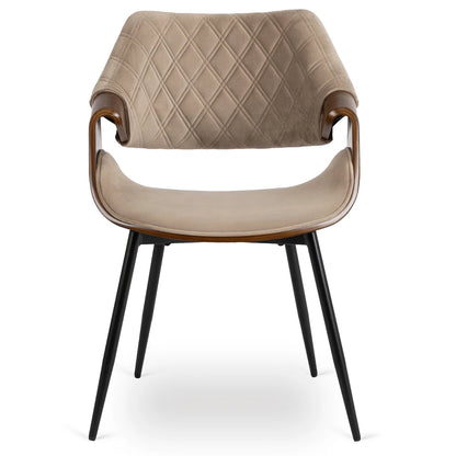 Elite DAKOTA Beige/Walnut Velour Chair – A Fusion of Elegance and Comfort