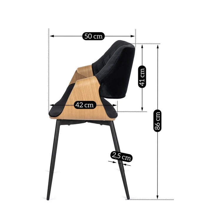 Elite DAKOTA Chair Black/Golden Oak Velvet Chair – A Fusion of Elegance and Comfort