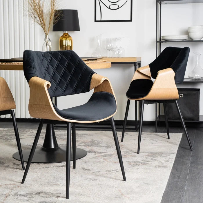 Elite DAKOTA Chair Black/Golden Oak Velvet Chair – A Fusion of Elegance and Comfort