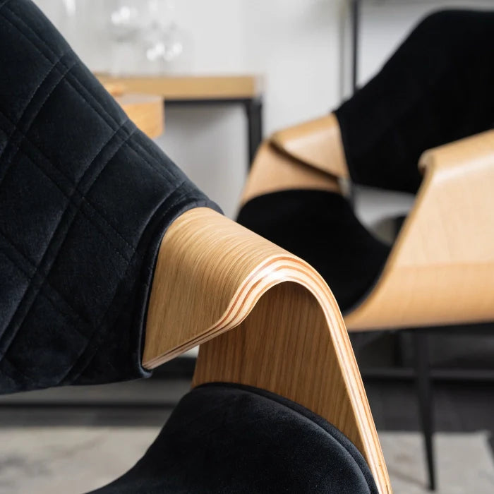 Elite DAKOTA Chair Black/Golden Oak Velvet Chair – A Fusion of Elegance and Comfort