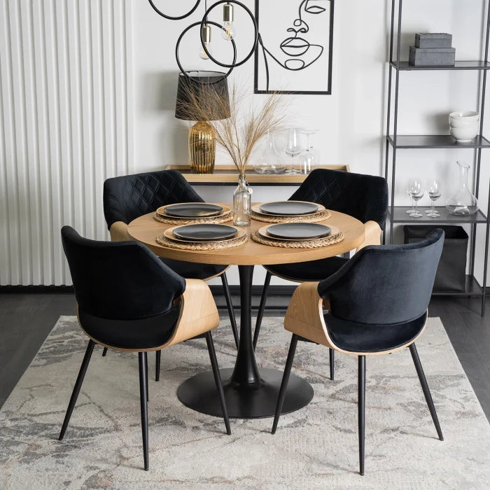 Elite DAKOTA Chair Black/Golden Oak Velvet Chair – A Fusion of Elegance and Comfort