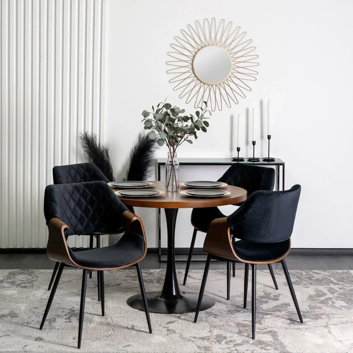 Elite DAKOTA Black/Walnut Velour Chair – A Fusion of Elegance and Comfort