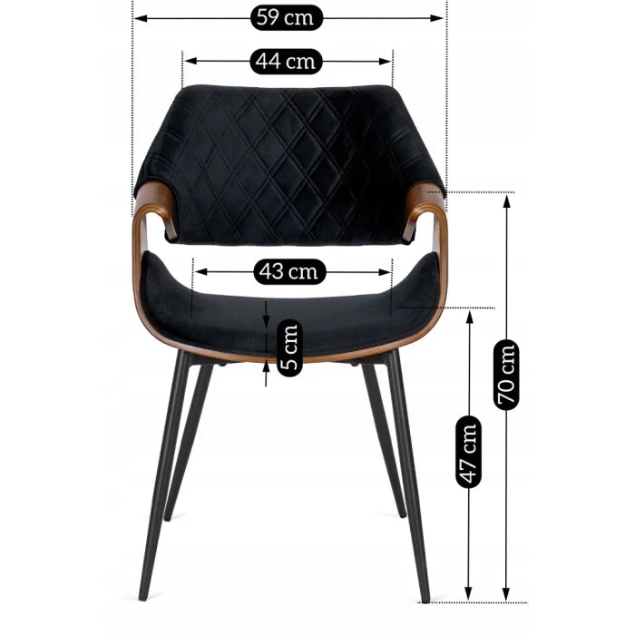 Elite DAKOTA Black/Walnut Velour Chair – A Fusion of Elegance and Comfort