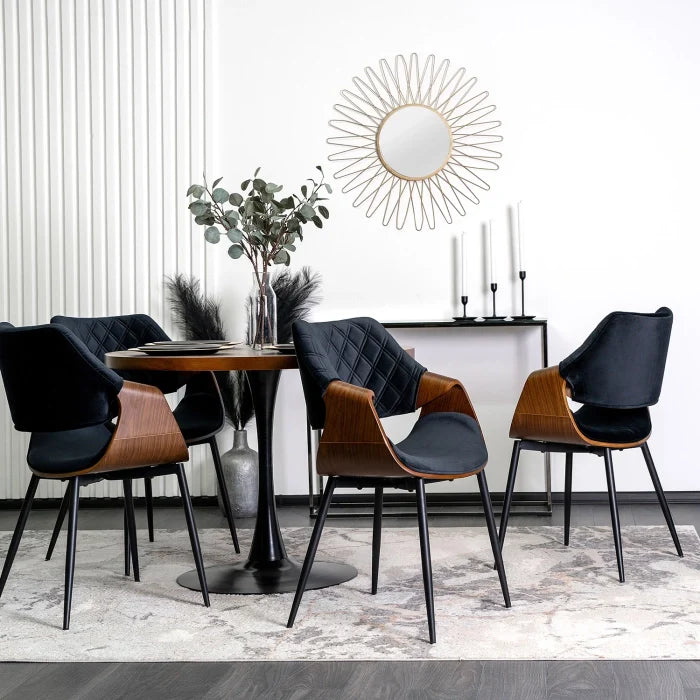 Elite DAKOTA Black/Walnut Velour Chair – A Fusion of Elegance and Comfort