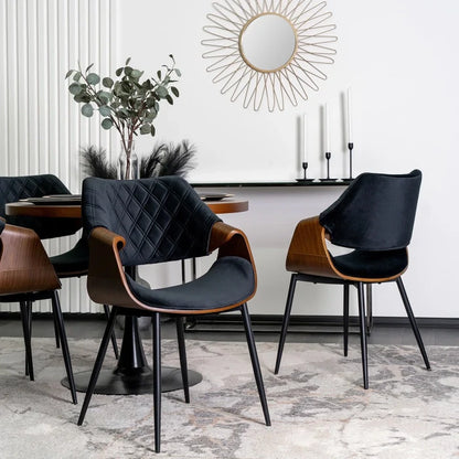 Elite DAKOTA Black/Walnut Velour Chair – A Fusion of Elegance and Comfort