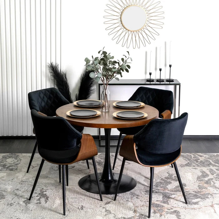 Elite DAKOTA Black/Walnut Velour Chair – A Fusion of Elegance and Comfort