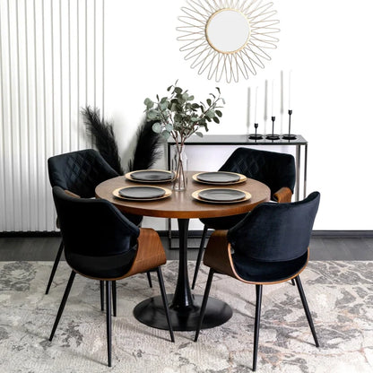 Elite DAKOTA Black/Walnut Velour Chair – A Fusion of Elegance and Comfort