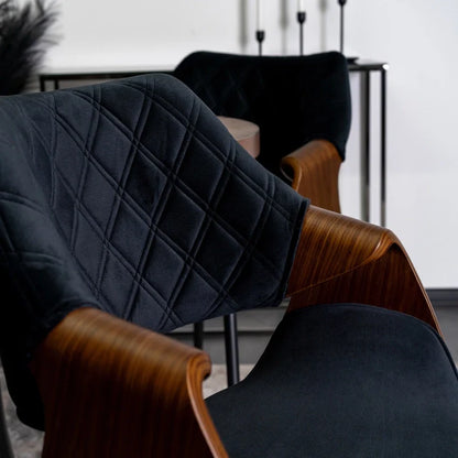 Elite DAKOTA Black/Walnut Velour Chair – A Fusion of Elegance and Comfort
