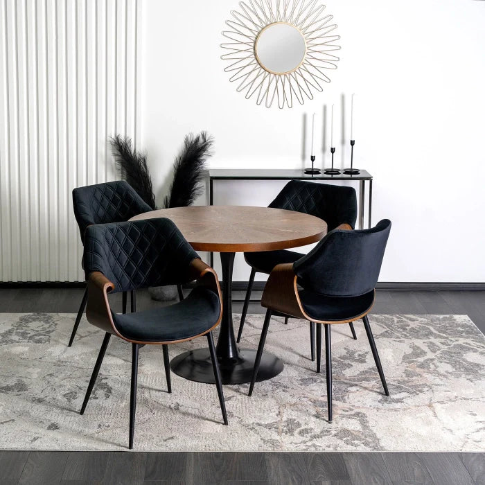 Elite DAKOTA Black/Walnut Velour Chair – A Fusion of Elegance and Comfort