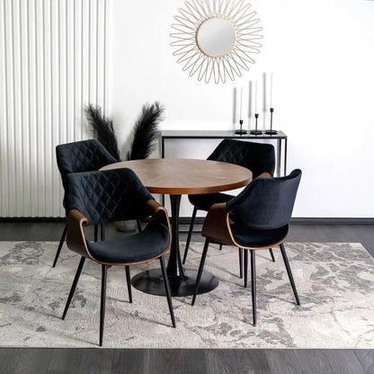 Elite DAKOTA Black/Walnut Velour Chair – A Fusion of Elegance and Comfort