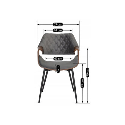 Elite DAKOTA Gray/Walnut Velour Chair – A Blend of Modern & Classic Elegance