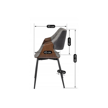 Elite DAKOTA Gray/Walnut Velour Chair – A Blend of Modern & Classic Elegance