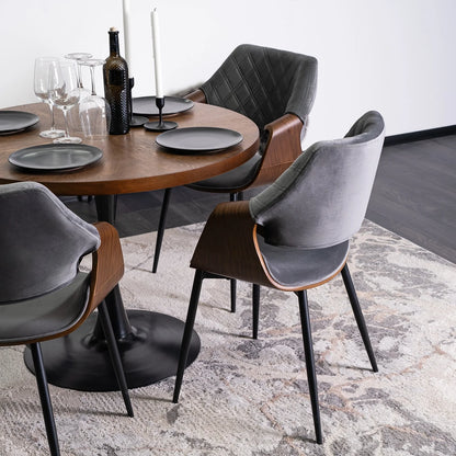 Elite DAKOTA Gray/Walnut Velour Chair – A Blend of Modern & Classic Elegance