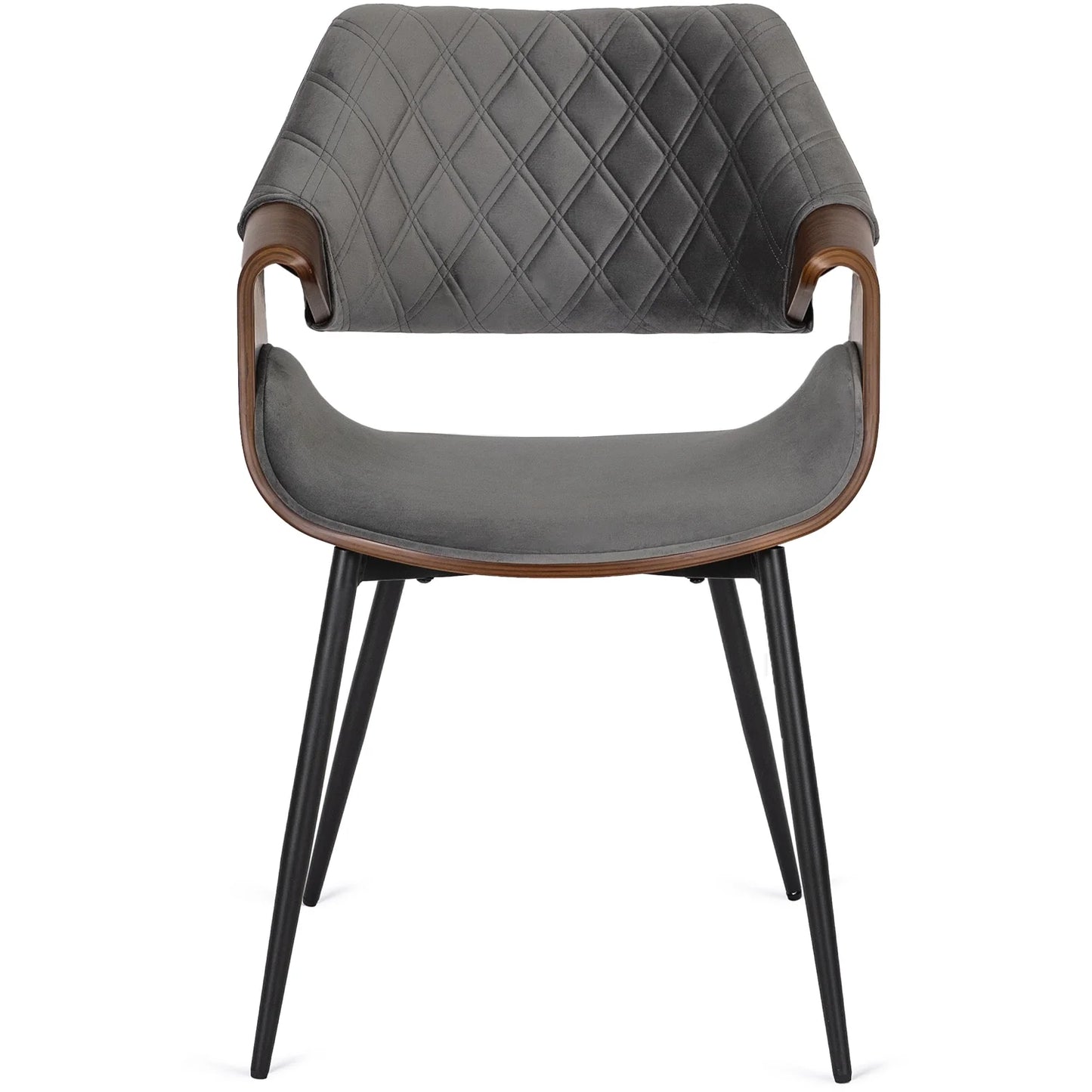 Elite DAKOTA Gray/Walnut Velour Chair – A Blend of Modern & Classic Elegance