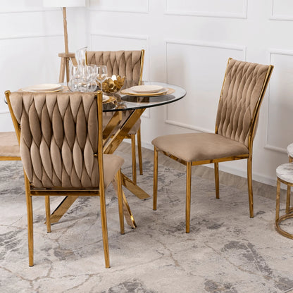 Elite DAN Chair – Beige Velvet & Gold Frame
