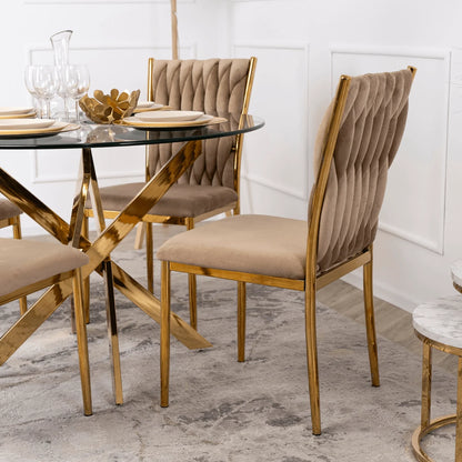 Elite DAN Chair – Beige Velvet & Gold Frame